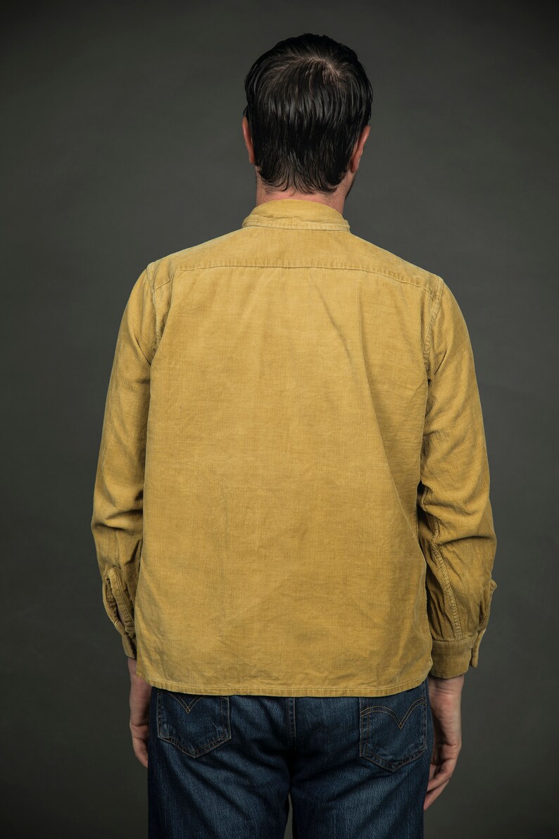 1960s Mustard Yellow Corduroy Long Sleeve Button up Medium Etsy