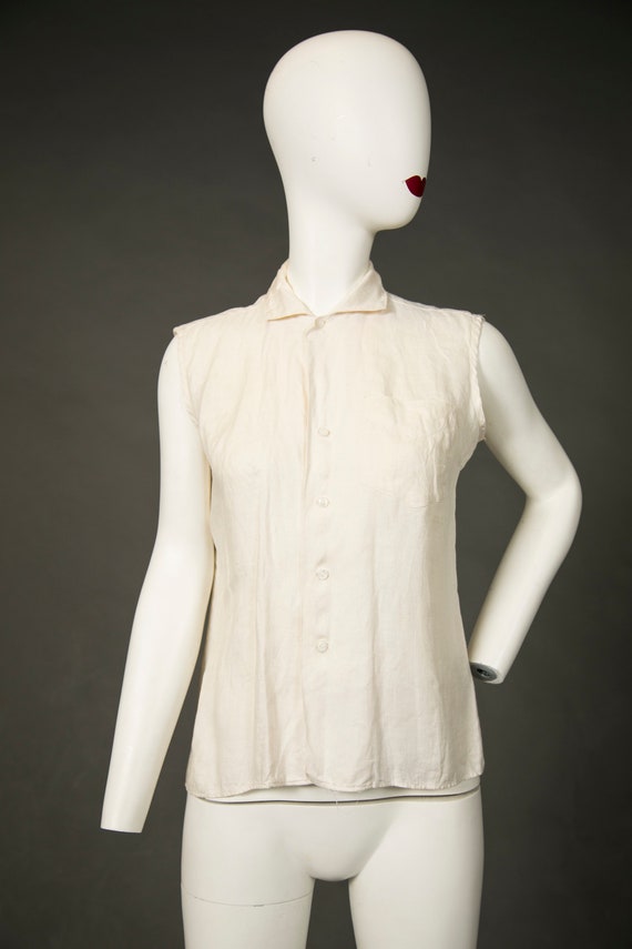 1940s Shapely Classic Sanforized Irish Linen Whit… - image 5