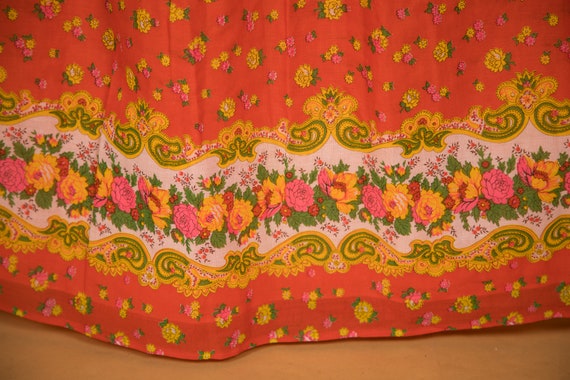 Lovely 1970s Maxi Wrap Skirt Apron Orange Pink Ye… - image 9