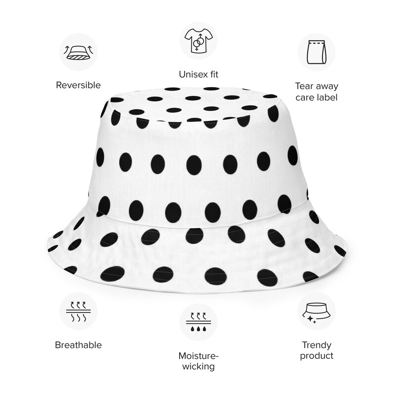 Hychi POLKA DOT Reversible Bucket Hat Etsy