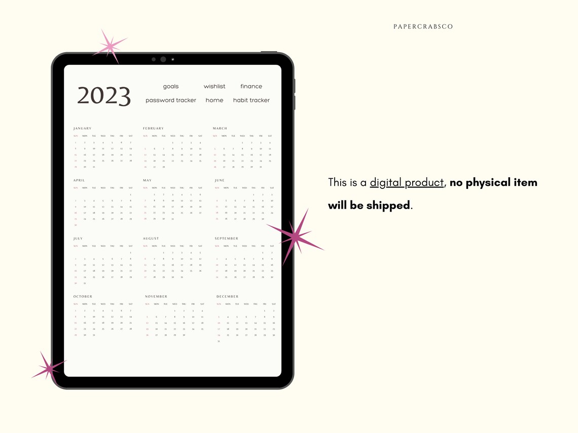 Digital Planner 2023 Minimal Undated Journal Finance Tracker Etsy