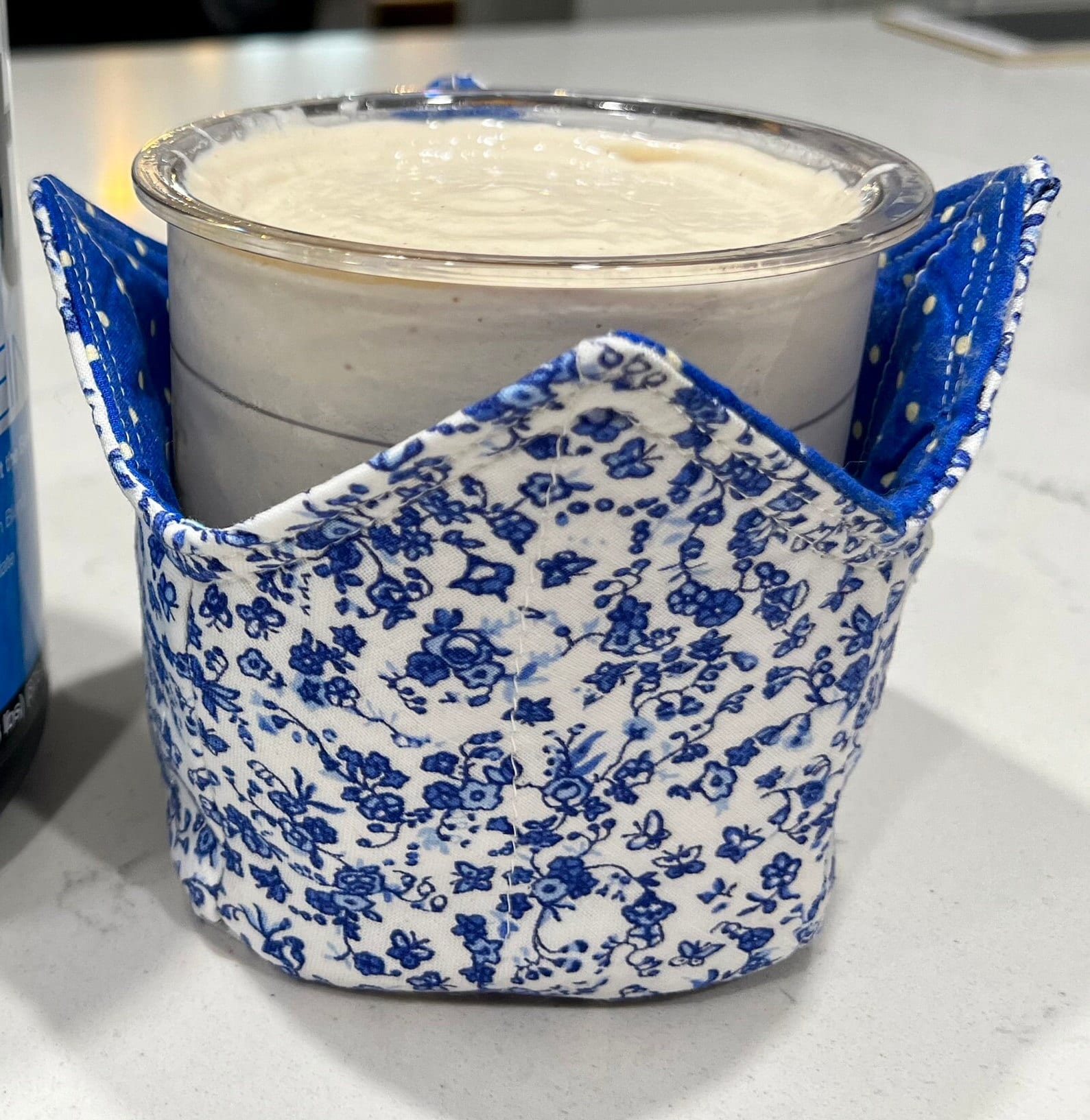 Blue & White Floral With Bluewhite Polka Dots Ice Cream Cozies