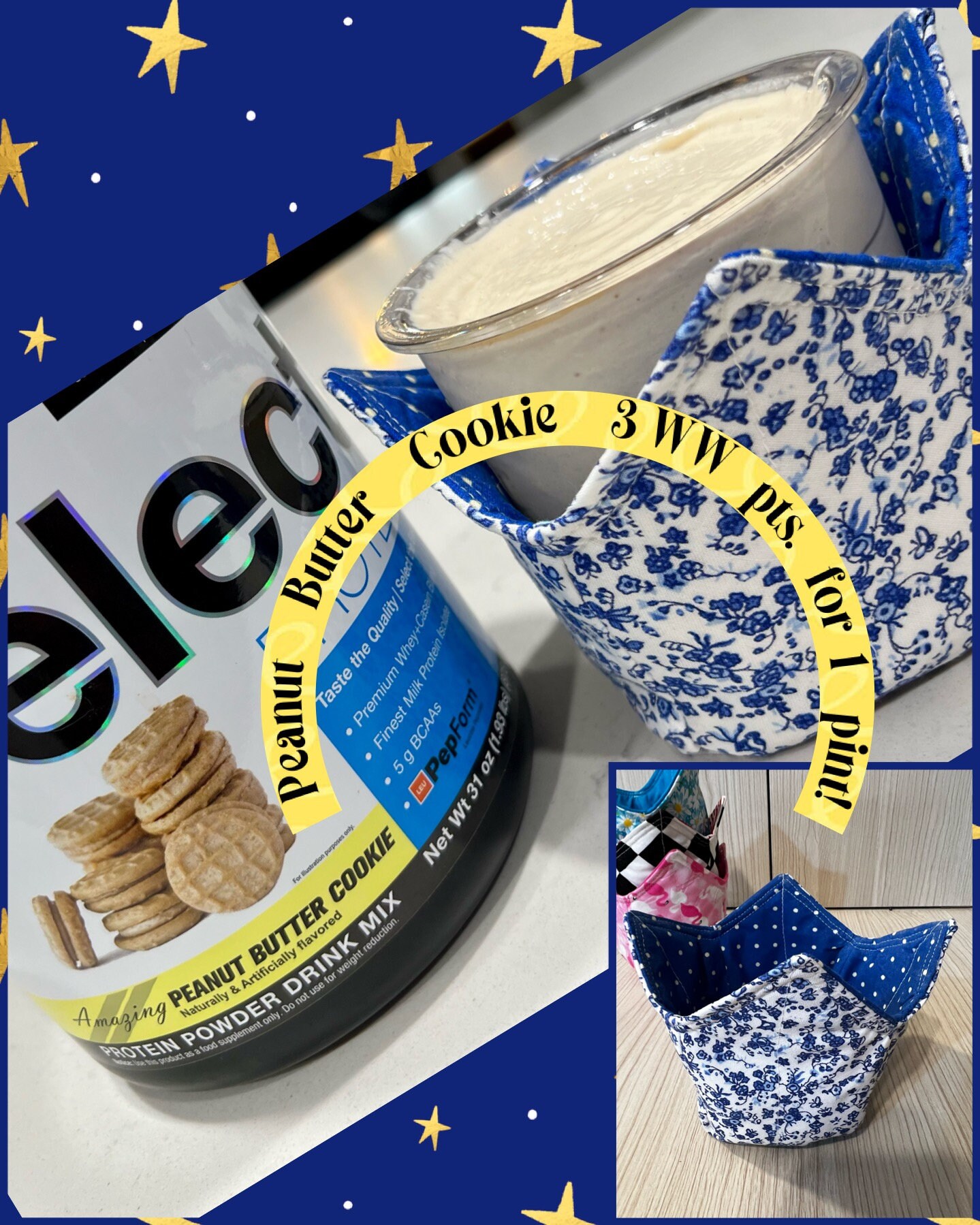 Blue & White Floral With Bluewhite Polka Dots Ice Cream Cozies