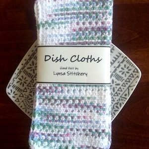 Handknit Cotton Dishcloths, Set of three.
