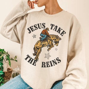 Jesus sweatshirt, Western crewneck sweatshirt, Christian crewneck, Horse crewneck, Faith apparel, Country girl gifts