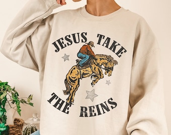 Jesus sweatshirt, Western crewneck sweatshirt, Christian crewneck, Horse crewneck, Faith apparel, Country girl gifts