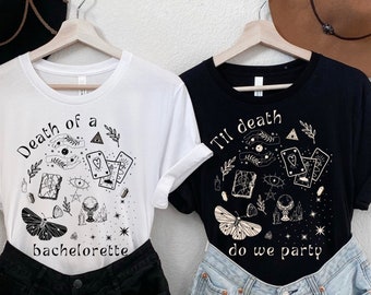 Witchy Bachelorette Party Shirt, Til death do we party, Halloween bachelorette, Spooky bride, Till death do we party, Tarot Bachelorette Tee
