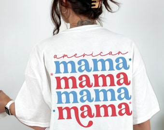 Camicia da mamma americana del 4 luglio, camicia da festa del 4 luglio, camicia patriottica Merica, mamma retrò