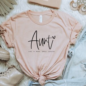 Cute Aunt T-Shirt For Women - Light Green Short Sleeve Tee, Funny Auntie Gift, Casual Cotton Blend Top - View #6