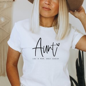 Cute Aunt T-Shirt For Women - Light Green Short Sleeve Tee, Funny Auntie Gift, Casual Cotton Blend Top - View #9