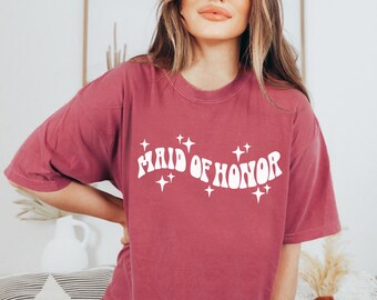 Maid of honor shirt, Retro bachelorette party shirts, Groovy bachelorette Comfort Colors®, Bridesmaid getting ready outfit, Disco bach