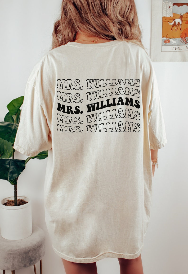 Mrs shirt Comfort Colors, Bride getting ready outfit, Custom Bride shirt, Retro Bridal shower gift, Engagement gift, Bride gifts image 1