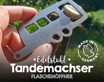 Tandemachser Wohnwagen Design Flaschenöffner aus Edelstahl
