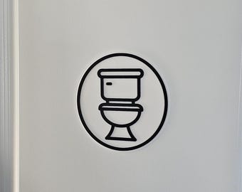 Restroom Door Sign: Rustic Wood Toilet Topper, Airbnb Bath Decor