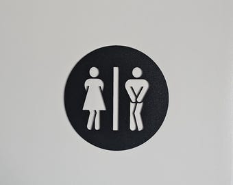 Restroom Door Sign: Rustic Wood Toilet Topper, Airbnb Bath Decor