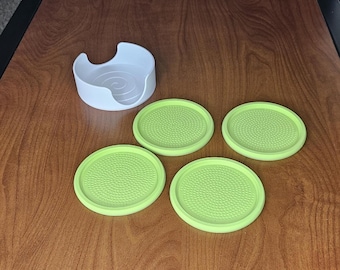 Simple Modern Coaster Set: 4 Coasters with Holder Stand, Unique Home Decor Gift
