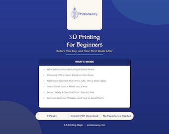 3D Printing for Beginners Guide | Complete PDF eBook | Choosing Your First Printer, Setup & Safety | Instant Download