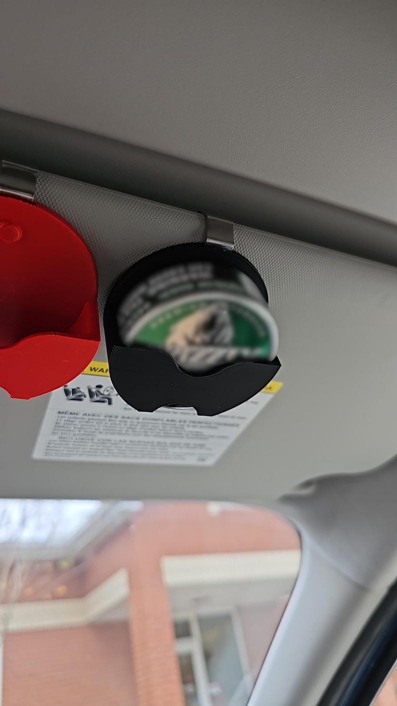 Grizzly Tobacco Compatible Can Visor Clip | 3D-Printed Car Organization Accessory for Tobacco Enthusiasts image 1