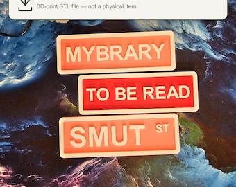 Bookshelf Sign STL Bundle | 5 Designs | 3D Print Digital Download | MYBRARY, To Be Read, Smut St & More