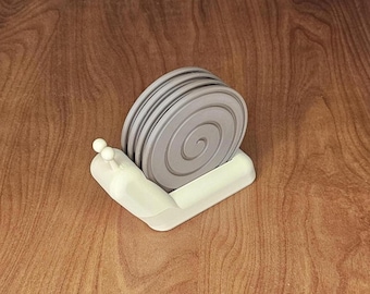 Snail Coaster Set: 4 Coasters with Holder Stand, Unique Home Decor Gift