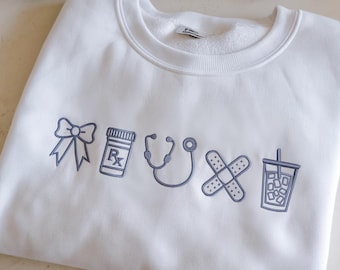 Embroidered Nurse Icon Sweatshirt: Nursing Student Crewneck