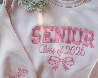 Embroidered Personalized Senior Sweatshirt, Senior Cheer Gift, Coquette Senior Team Shirt, Senior Night, Cheer Team Shirt, Class of 2026
