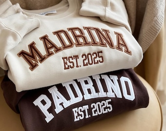 Embroidered Custom Madrina Padrino Sweatshirt, Personalized Godparent Proposal Gift, Godmama Sweater, Godmother Godfather Crewneck