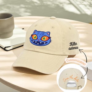 Embroidered Demon Tiger Face hat, Kpop Hunter fan gift, Funny Aesthetic Baseball Cap, Funny Kpop Hunter Hat, Wash Cap