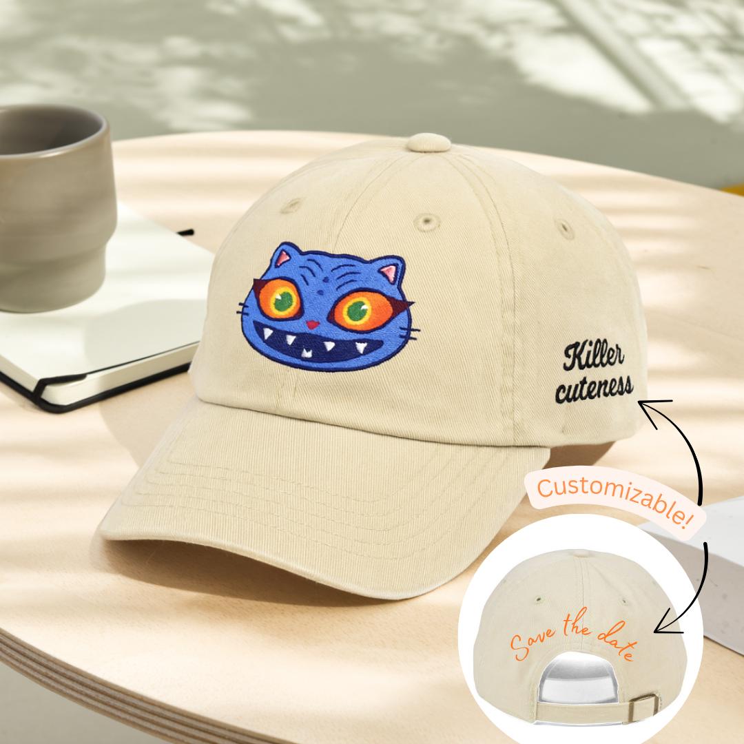 Embroidered Demon Tiger Face hat, Kpop Hunter fan gift, Funny Aesthetic Baseball Cap, Funny Kpop Hunter Hat, Wash Cap