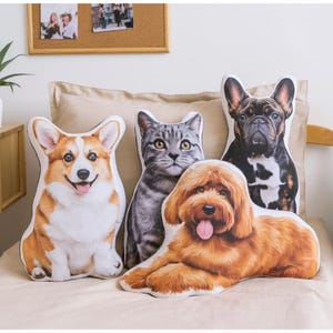 Custom pet shaped Pillow, Dog & Cat Photo pillow,  Pet Lover Gift, Personalized dog and cat cushion, Memorial Keepsake for Pet Lover