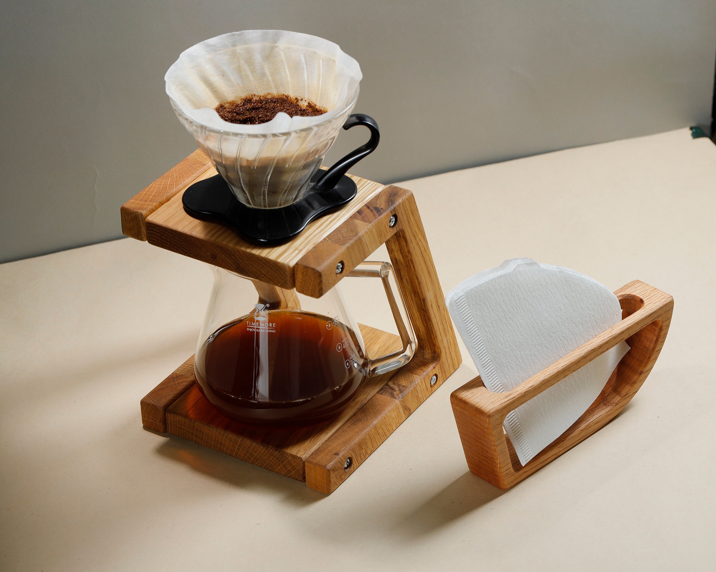Pour Over Coffee Dripper With Wood Stand V02 Coffee Dripper Coffee