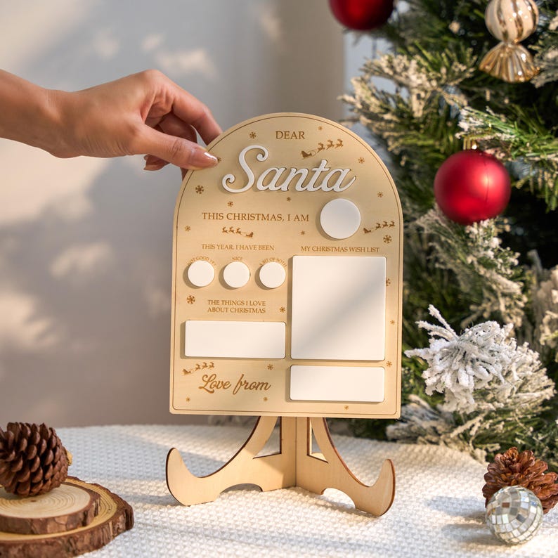 Dear Santa Board, Kids Christmas List Plaque, Dry Erase Christmas Sign