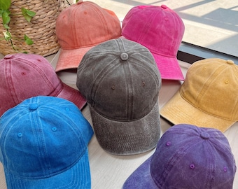 Vintage Distressed Cotton Baseball Cap: Adjustable Unisex Dad Hat