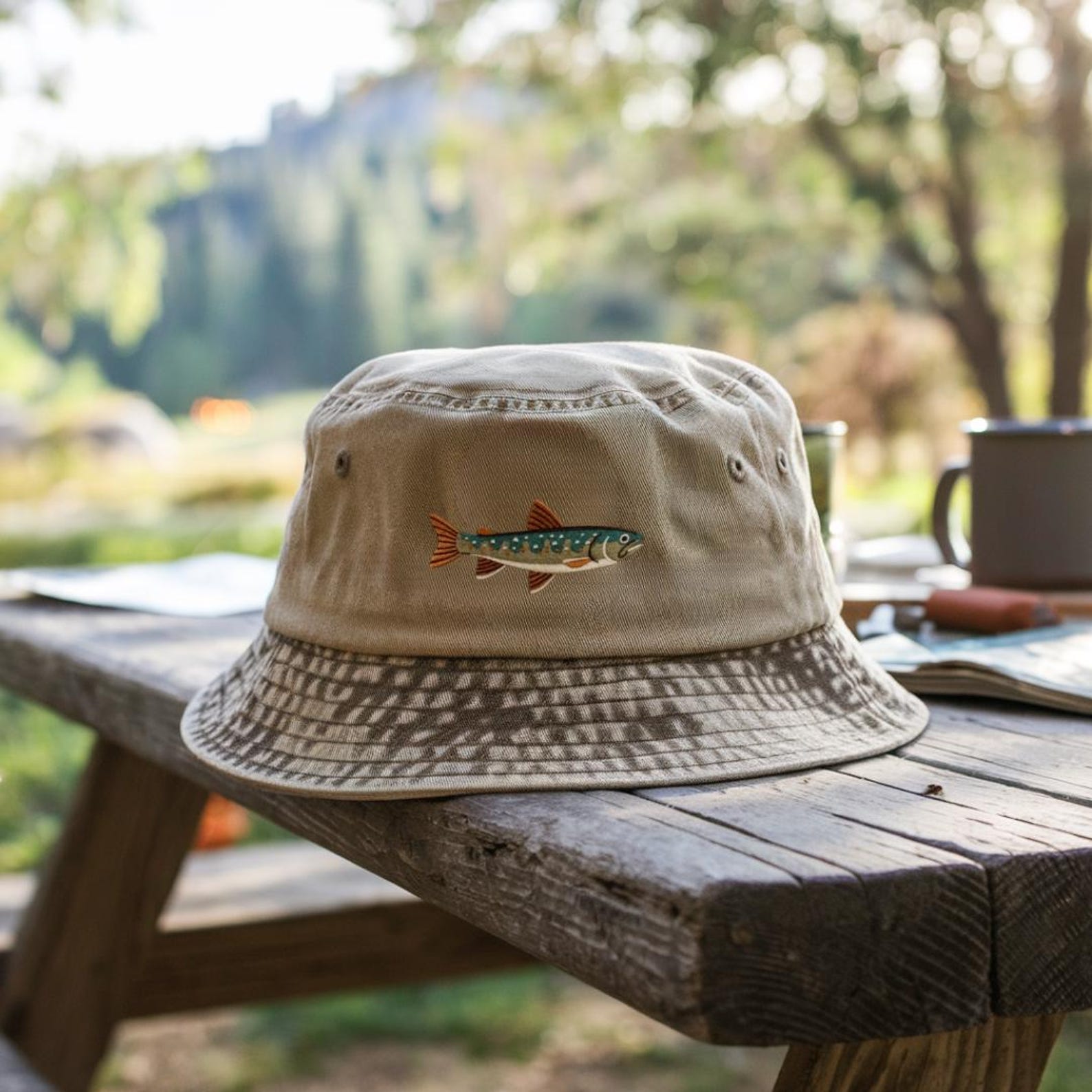 Custom Fish Embroidered Bucket Hat: Personalized Angler Gift - Etsy