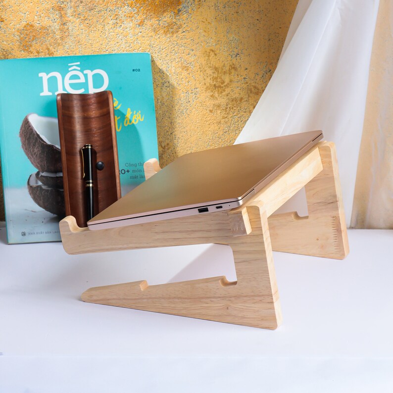Laptop Macbook Wood Stand Wooden Laptop Stand Ergonomic Etsy