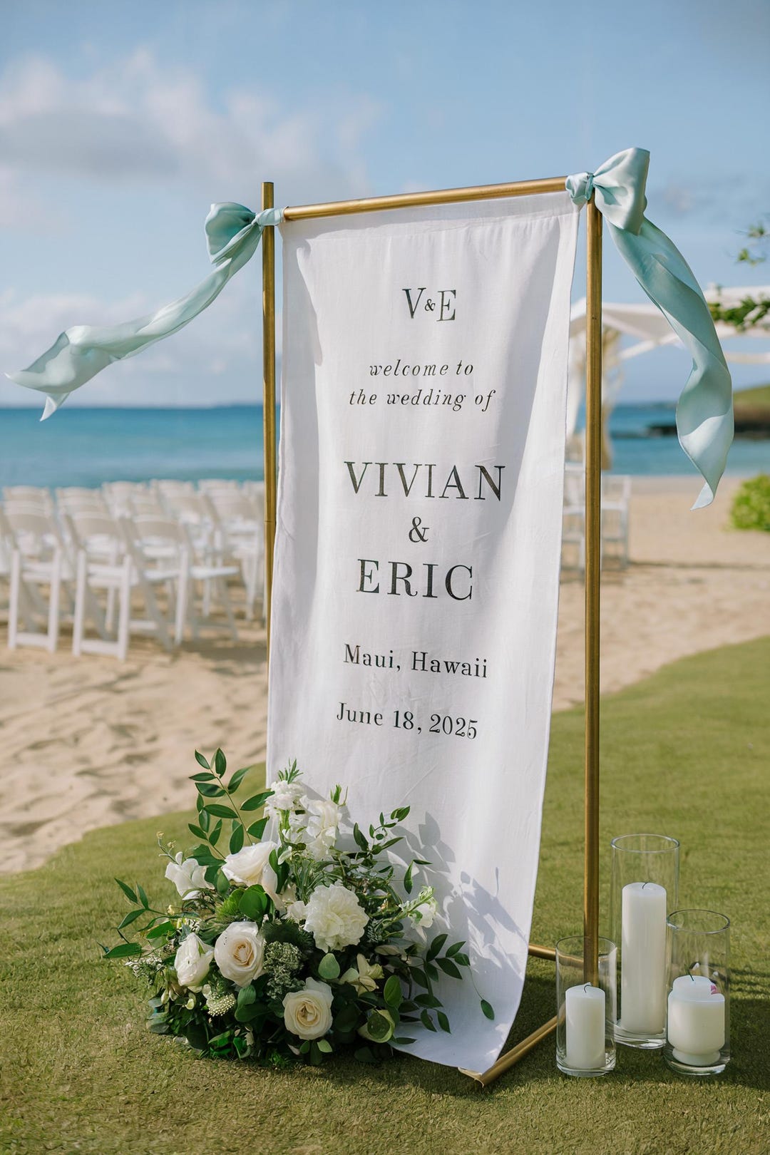 Custom Fabric Wedding Welcome Sign, Linen Ceremony Banner, Boho Modern ...