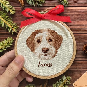 Embroidered Custom Pet Portrait Ornament: Personalized Dog Photo Frame