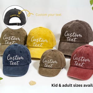 Custom Embroidered Baseball matching Cap, Personalized Text Hat, Vintage Washed Dad Hat, Custom Gift for Her Him, Group Hats