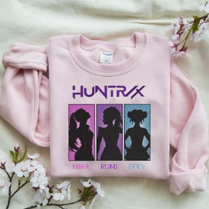 Embroidered Huntrix Girls Shirt, Huntrix Demon Hunters hoodie, Mira Rumi Joey Shirt, Demon Hunter Merch, Gift For Kpop Fan, Kpop Shirt