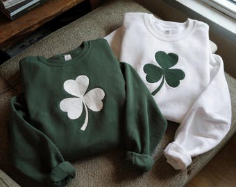 Embroidered St. Patrick&#39;s Day Sweatshirt, Irish Shamrock Sweatshirt, Saint Patricks Day Sweatshirt Women, St Patricks Hoodie, St Patricks