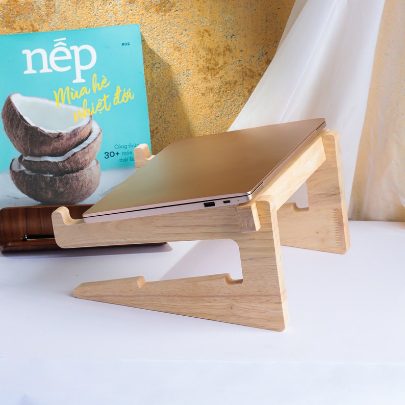 Laptop Macbook Wood Stand Wooden Laptop Stand Ergonomic Etsy
