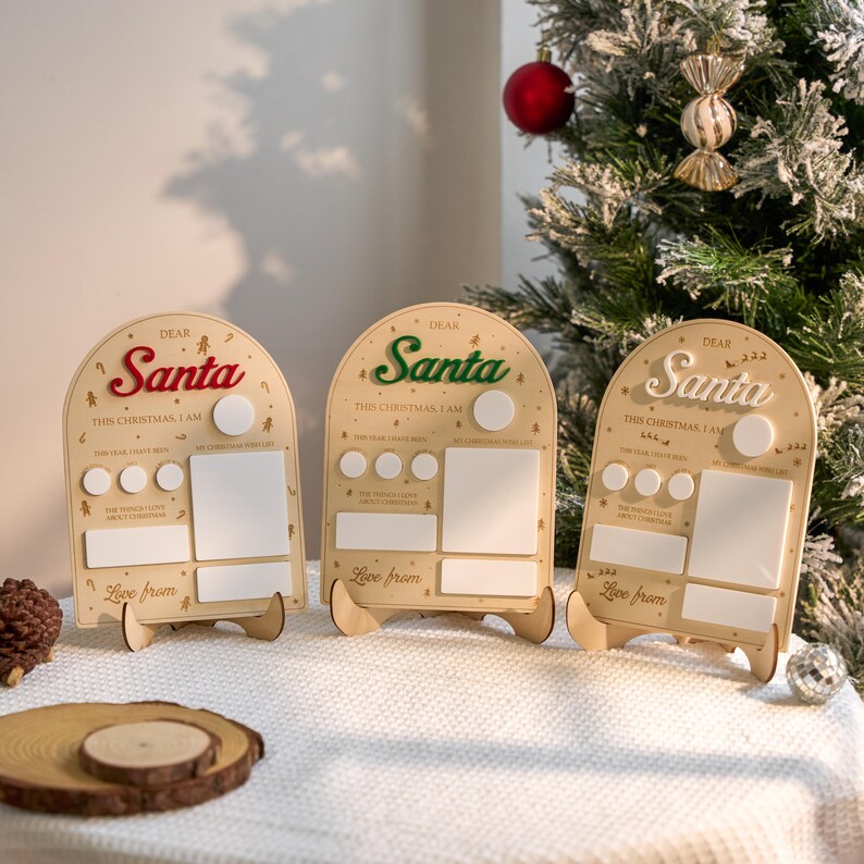 Dear Santa Board, Kids Christmas List Plaque, Dry Erase Christmas Sign
