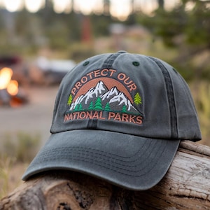 Protect our National Parks Embroidered Hat, Nature Lover Baseball Hat, Camping Hat for Hiking, resist baseball cap