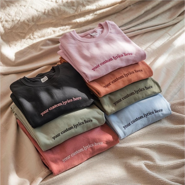 Embroidered Custom Lyrics Sweatshirt: Personalized Song Jumper, Music Lover Gift