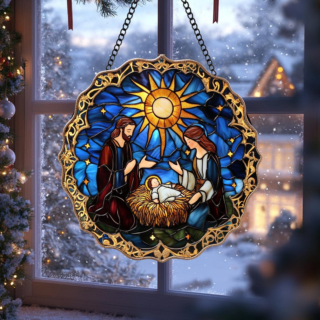 Nativity Catholic Suncatcher Ornament Nativity Religious Acrylic Window ...