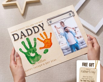 DIY Handprint Picture Frame, Father's Day Wooden Sign, DIY Handprint Sign, Gifts For dad, Handprint Sign, Gifts For Grandpa