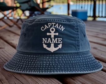 Personalized Captain Bucket Hat: Embroidered Anchor, Nautical Gift