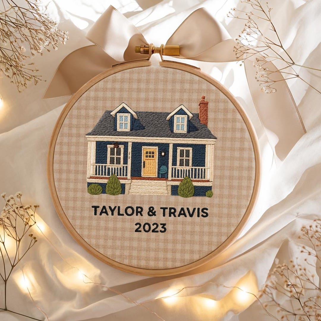 Custom New Home Photo Embroidered Ornament, House Hoop Christmas Gift ...
