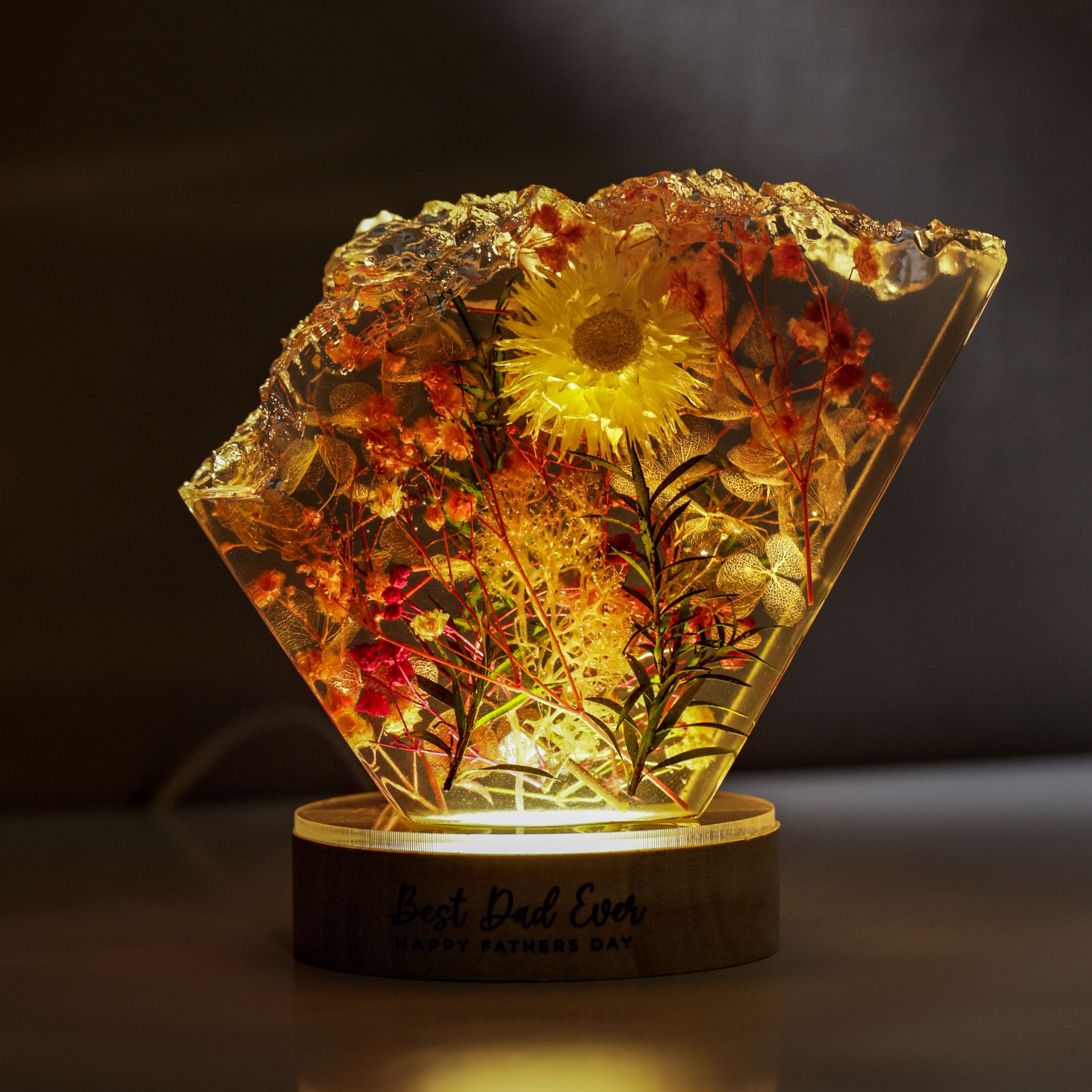 Flower Resin Night Light Handmade LED Lamp Unique Gift for Mom Mother's Day  Birthday Home Decor Floral Accent Light 