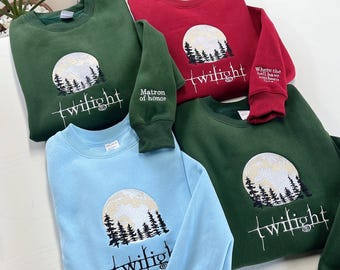 Twilight Embroidered Sweatshirt, Bookish Crewneck, Vampire Aesthetic, New Moon Eclipse Breaking Dawn Gift